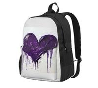 HUIopq Sac à dos de voyage unisexe de grande capacité avec imprimé amour violet pour le travail, les aventures en plein air