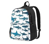 HUIopq Sac à dos unisexe de grande capacité, motif requin avec différents gestes imprimés, sac à dos de voyage, sac à dos pour le travail, l'aventure en plein air