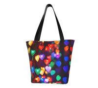 HUIopq Sac fourre-tout d'été léger avec bandoulière réglable et imprimé cœur rouge romantique, idéal pour les voyages, la plage, un usage quotidien