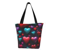 HUIopq Sac fourre-tout d'été léger avec bandoulière réglable et imprimé cœur rouge romantique, idéal pour les voyages, la plage, un usage quotidien