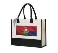 HUIopq Sac fourre-tout écologique avec imprimé drapeau portugais, grande capacité pour plage, voyage, bureau, sac cadeau en toile
