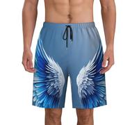HUIopq Short de bain pratique avec imprimé ailes d'ange - Respirant - Confortable - Plage - Surf - Été, Noir , S
