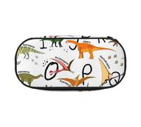 HUIopq Trousse à crayons élégante et polyvalente avec imprimé dinosaures - Pour l'école, le bureau, le maquillage - Accessoire de voyage, Noir , Taille unique, Organiseur de sac