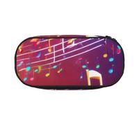 HUIopq Trousse à crayons polyvalente avec impression de notes de musique colorées - Accessoire de voyage pour l'école, le bureau, le maquillage, Noir , Taille unique, Organiseur de sac