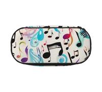 HUIopq Trousse à crayons polyvalente avec impression notes de musique - Accessoire de voyage pour l'école, le bureau, le maquillage, Noir , Taille unique, Organiseur de sac