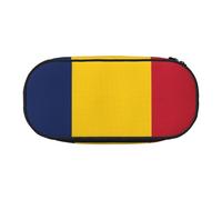 HUIopq Trousse polyvalente avec imprimé drapeau du Tchad - Grande capacité - Pour l'école, le bureau, le maquillage, les voyages, Noir , Taille unique, Organiseur de sac