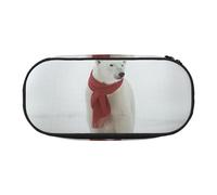 HUIopq Trousse polyvalente avec imprimé ours polaire - Grande capacité - Pour l'école, le bureau, le maquillage - Accessoire de voyage, Noir , Taille unique, Organiseur de sac