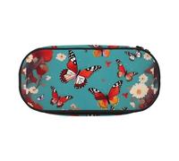 HUIopq Trousse polyvalente avec imprimé poule et papillons parmi les fleurs - Grande capacité - Pour l'école, le bureau, le maquillage - Accessoire de voyage, Noir , Taille unique, Organiseur de sac