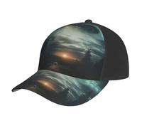 HUIopq UFO at Night Print Casquette de baseball unisexe pour activités sportives de plein air Chapeau fonctionnel pour sorties décontractées vacances Noir