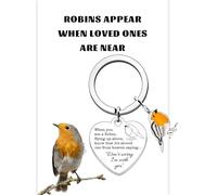Huipalon Porte-clés avec carte « Robins Appear When Loved Ones Are Close », cadeau de condoléances pour la perte de maman, papa, grand-père, ami