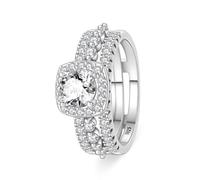 HUIPOJUE Bague de fiançailles en argent sterling 925 avec cœur en oxyde de zirconium pour femme Taille 7-9, 7, Cristal