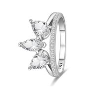 HUIPOJUE Bague de fiançailles en argent sterling 925 avec cœur en oxyde de zirconium pour femme Taille 7-9, 9, Cristal
