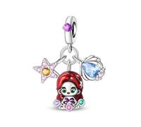 HUIPOJUE Breloque en forme de robot mignon - Motif ours - Pour bracelets et colliers européens - Pour la fête des mères, Noël, un anniversaire, klein, Argent, Zircone cubique créé