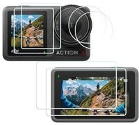 HUIPUXIANG Film de protection d'écran pour appareil photo DJI Osmo Action 4 (pour accessoires), film en verre trempé haute définition 0,3 mm, dureté 9H, anti-rayure [2 ensembles (2 avant + 2 arrière +