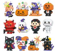 HUIQIBAO 2026 Halloween Mini Citrouille Chat Noir Blocs de Construction Ensemble Sorcière Décoration Anniversaire Cadeau de Fête Jouets pour Adultes NO.5