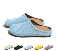 HUIQINGLI Women's Mesh Textured Flat Sandals, Comfortable Non-Slip and Breathable Knit Round Toe Flats Lady Shoe Slipper (Blue,38)