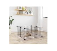 Huisdierenkooi met 8 panelen 35x35 cm staal zwart171621
