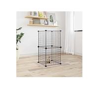 Huisdierenkooi met 8 panelen 35x35 cm staal zwart3114031