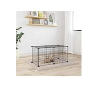 Huisdierenkooi met 8 panelen 35x35 cm staal zwart3114049