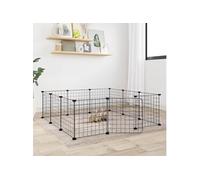 171623 vidaXL Cage animaux de compagnie à 12 panneaux et porte Noir 35x35 cm