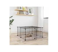 Huisdierenkooi met deur 12 panelen 35x35 cm staal zwart3114054