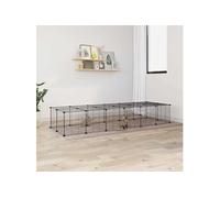 Huisdierenkooi met deur 28 panelen 35x35 cm staal zwart3114059