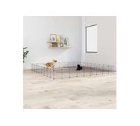 Huisdierenkooi met deur 36 panelen 35x35 cm staal zwart3114027