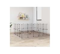 Huisdierenkooi met deur 36 panelen 35x35 cm staal zwart3114039