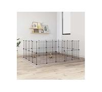 Huisdierenkooi met deur 36 panelen 35x35 cm staal zwart3114045