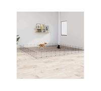 Huisdierenkooi met deur 44 panelen 35x35 cm staal zwart3114022