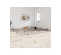 Huisdierenkooi met deur 44 panelen 35x35 cm staal zwart3114028