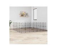 Huisdierenkooi met deur 52 panelen 35x35 cm staal zwart3114047