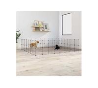 Huisdierenkooi met deur 60 panelen 35x35 cm staal zwart3114042