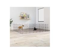 Huisdierenkooi met deur 60 panelen 35x35 cm staal zwart3114048