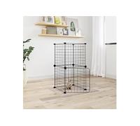 Huisdierenkooi met deur 8 panelen 35x35 cm staal zwart3114032