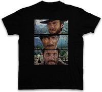 HUISHIJIA Italo Western Eastwood Cowboy Us Clint Men's Slim T-Shirt Black L