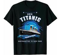 HUISHIJIA Men's White Star Line Rms Titanic The Ship of Dreams Gift T-Shirt Black M
