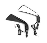 HUISI Ajustement universel for moto Harley Road King Street Glide avec rétroviseur à eau courante, pièces d'équipement de guidon de moto(Black A)