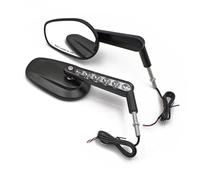 HUISI Ajustement universel for moto Harley Road King Street Glide avec rétroviseur à eau courante, pièces d'équipement de guidon de moto(Black B)