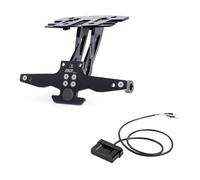 HUISI Support de Plaque d'immatriculation Pliable for Moto KOVE 321R, 321RR, 321RRS, 321 RR(B with LED Black)