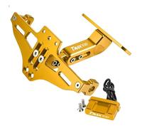 HUISI Support de Plaque d'immatriculation réglable for Moto Yamaha TMAX 530 TMAX530 2012-2016 2013 2014 2015, Clignotants(Gold)