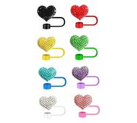 Huit décorations en silicone avec cœur étincelant anti-poussière pour la maison, le bureau et les voyages