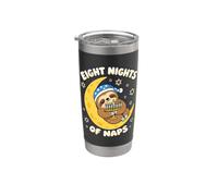 Huit nuits de sieste Hanoukka Paresseux Menorah Croissant de Lune Gobelet isotherme en acier inoxydable double paroi