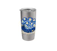 Huit nuits étoilées Hanukkah Menorah Van Gogh Village Gobelet isotherme en acier inoxydable double paroi