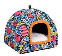 huitailang Chien d'intérieur, Chien Chau, Chat, Tente lit pour Animal Compagnie Doux Panier nid Couchage en Peluche Chaud fermé intérieur avec Coussin Accessoire vo