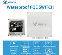 Huitenda 4/8Ports commutateur POE étanche IP65 commutateur Ethernet 10/100/1000Mbps avec IEEE 802.3af/at pour caméra de sécurité extérieure 8-2 100Mbps PoE