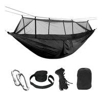 Huitenshuis Draagbare Hangmatten - Met Accessoires - 260x140cm - Zwart - Hangmat Met Klamboe