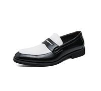 HuitJours Mocassins à enfiler pour homme - Deux tons - Style bateau décontracté, A-noir blanc, 44 EU