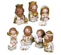 Huitrcrio Crèche De Noël Complète Set, 10 Pièces Résine Noel Figurines Statue Jésus, Ornement Naissance du Christ Nativité Figurines, Christ Naissance Jésus Ornement Cadeaux Catholiques