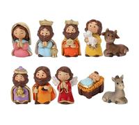 Huitrcrio Crèche De Noël Complète Set, 10 Pièces Résine Noel Figurines Statue Jésus, Ornement Naissance du Christ Nativité Figurines, Christ Naissance Jésus Ornement Cadeaux Catholiques